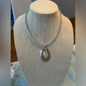 Lia Sophia pendant necklace with gold and silver reversible chain NWT